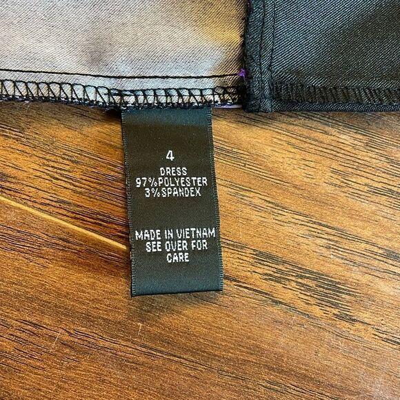 Alyx Womens Vibrant Black Purple Sleeveless Dress Sz 4 - Picture 8 of 8